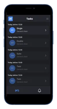 Housekeeping App mobile task list for housemaids