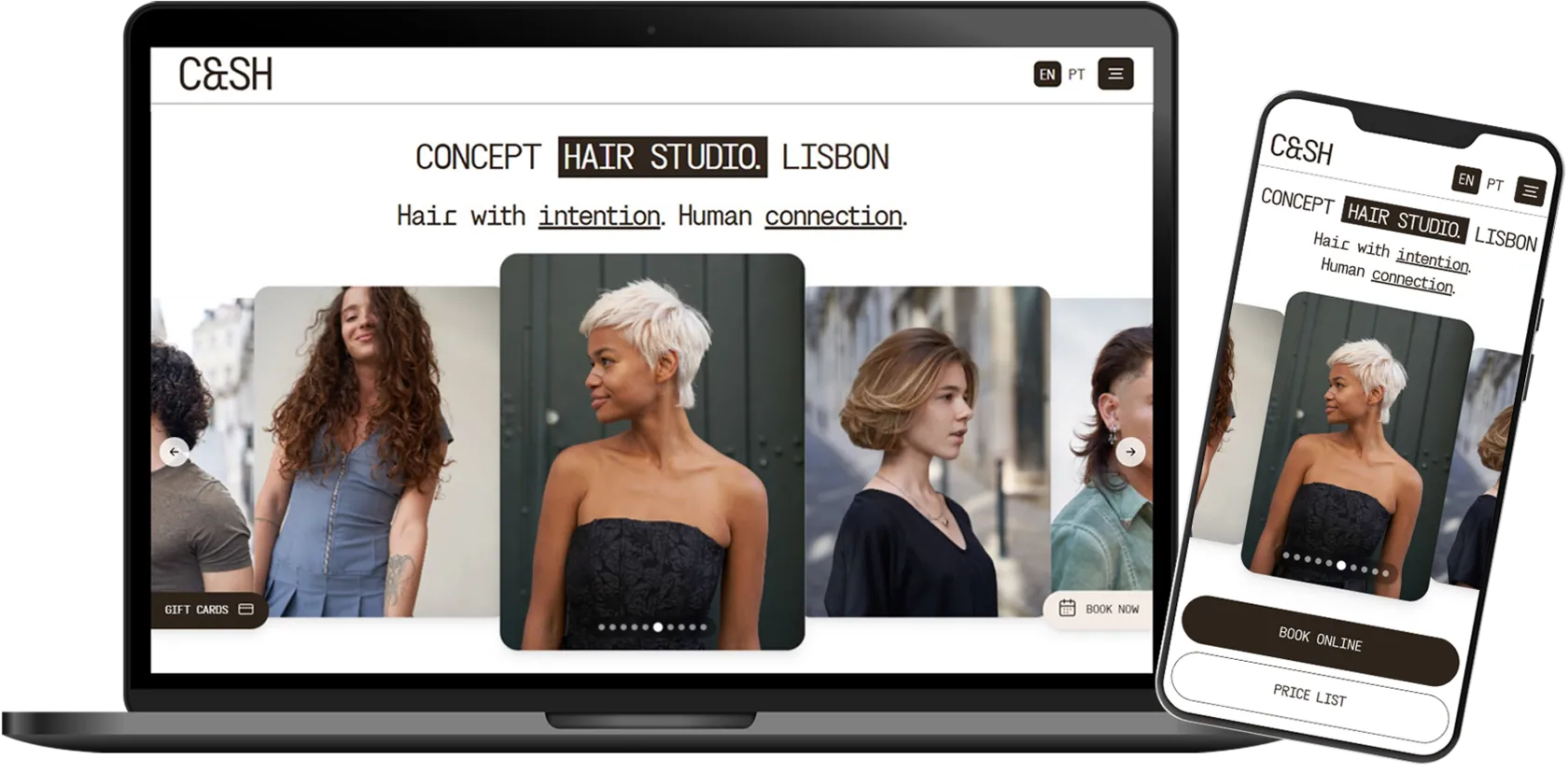 Website for hair studio, booking online integration for hair studio lisbon