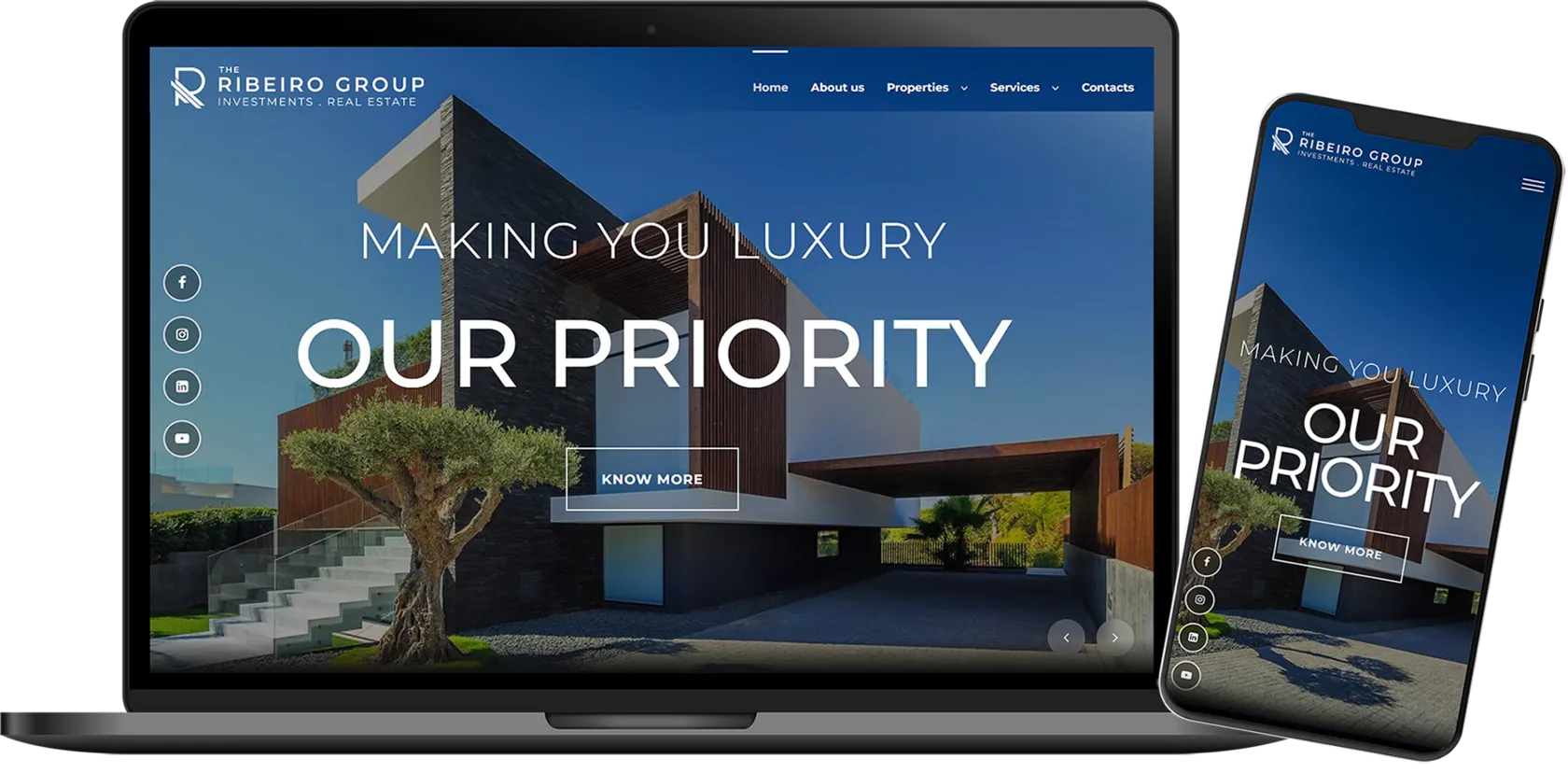 Website design and development for Ribeiro group, real estate website