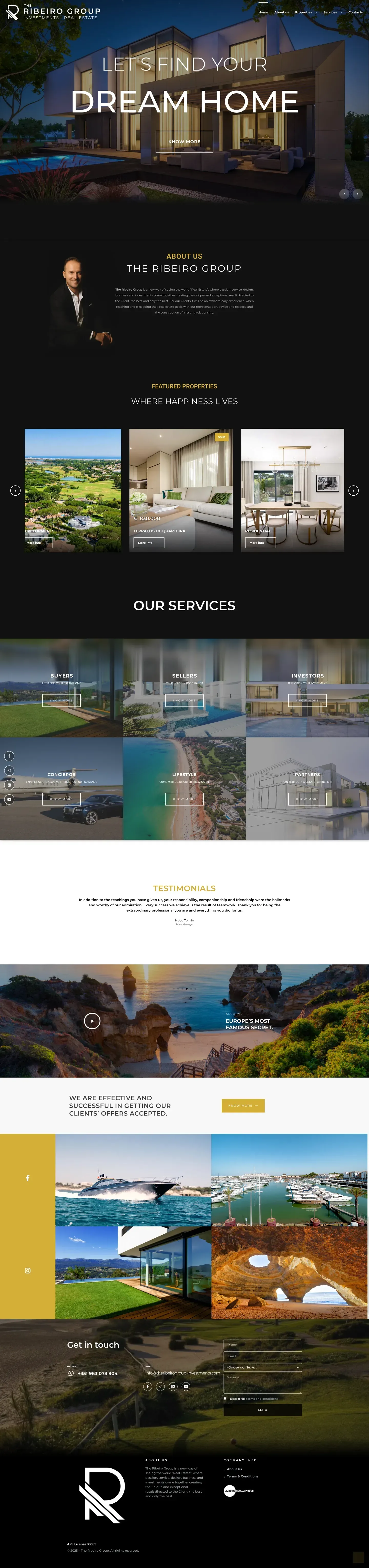 The Ribeiro Group website after the redesign, full page