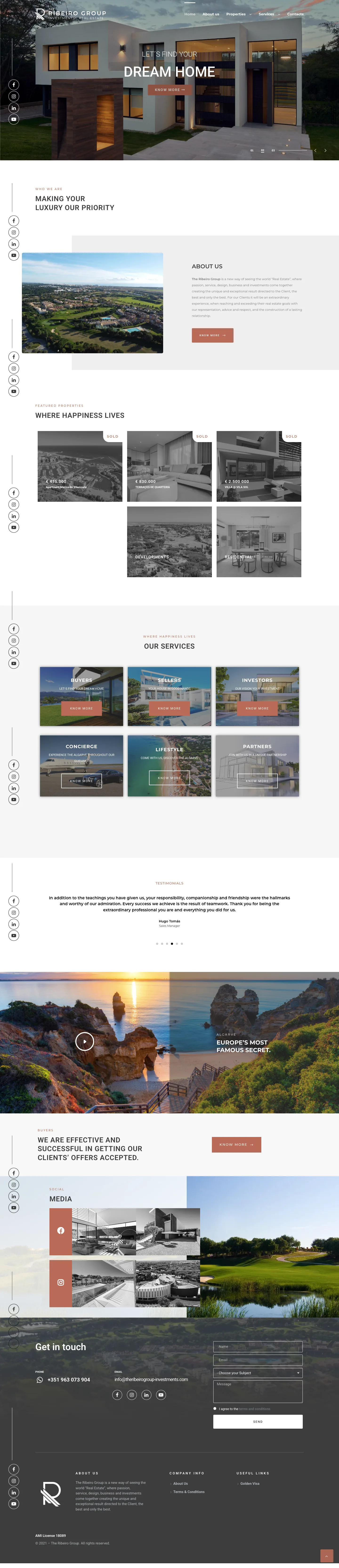 The Ribeiro Group website before the redesign, full page